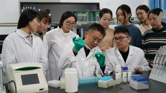 Science封面文章：开云网页版登录入口金丝猴研究团队首次系统揭示灵长类社会演化之谜_fororder_齐晓光正在做实验，右侧为武进伟，左一为赵兰